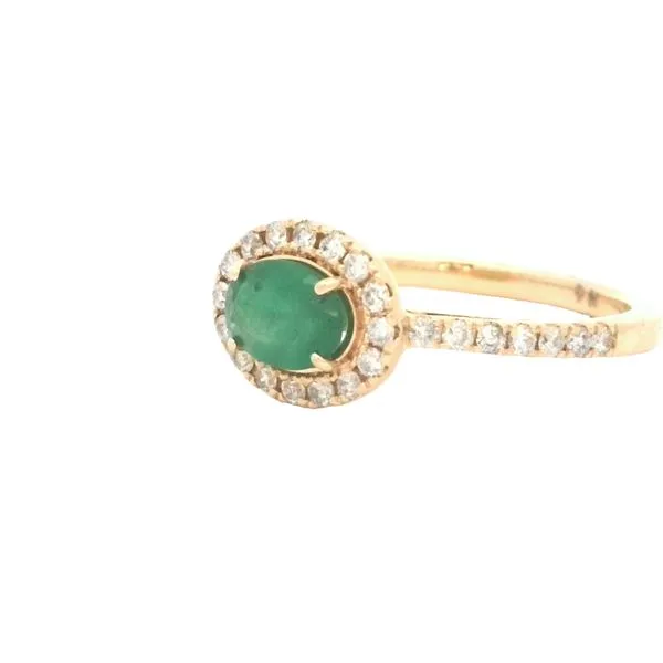 East to West Emerald with diamond halo and shank in 14ky Image 4 Bryan Jewelry Prattville, AL