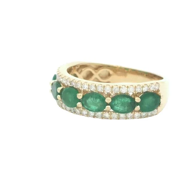 6mm Emerald & Diamond Band-14ky Image 2 Bryan Jewelry Prattville, AL