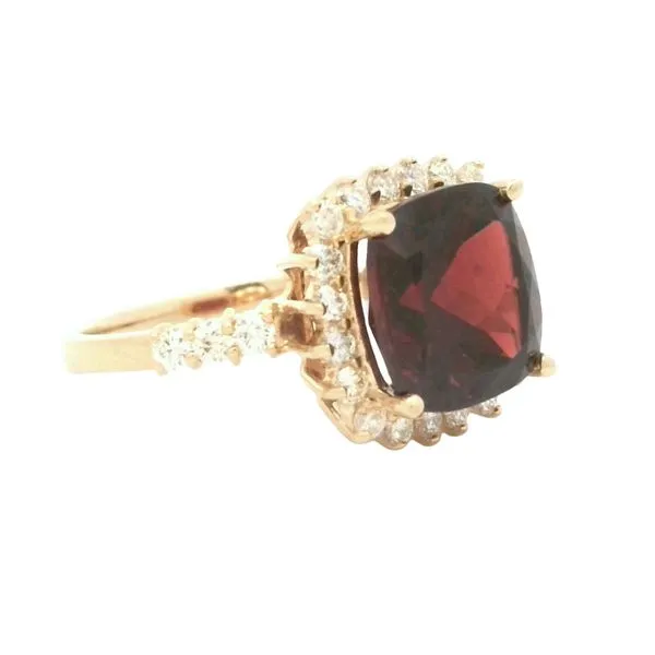 7x7mm Cushion Garnet with diamond halo-14ky Image 2 Bryan Jewelry Prattville, AL