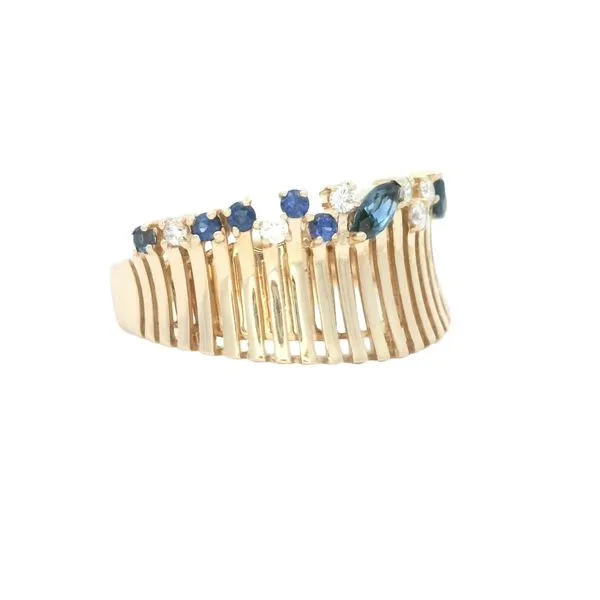 14ky Tapered Band with Sapphire & Diamonds Image 2 Bryan Jewelry Prattville, AL