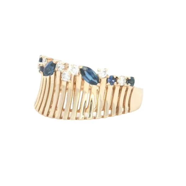 14ky Tapered Band with Sapphire & Diamonds Image 4 Bryan Jewelry Prattville, AL