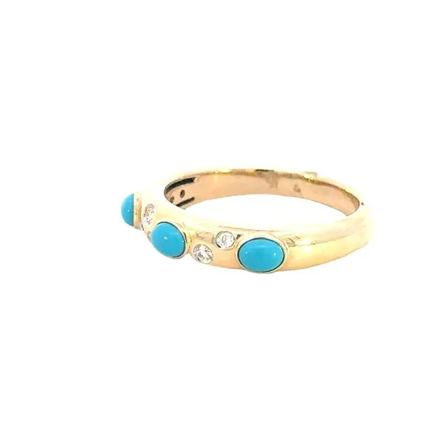 Turquoise & Diamond Band-14ky Image 2 Bryan Jewelry Prattville, AL