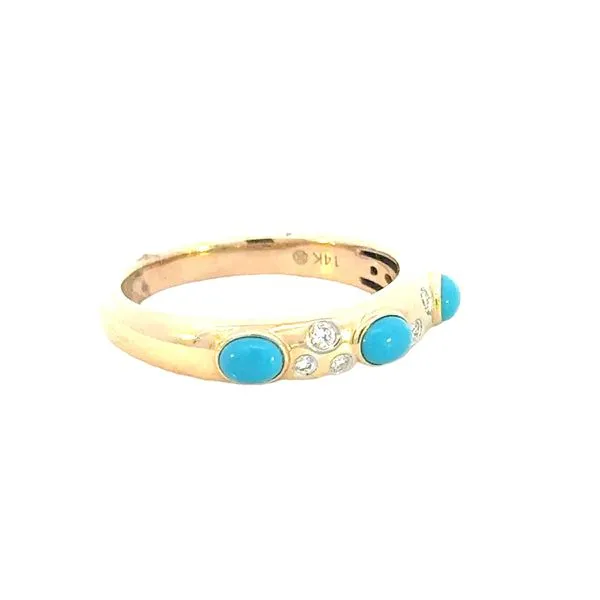 Turquoise & Diamond Band-14ky Image 3 Bryan Jewelry Prattville, AL