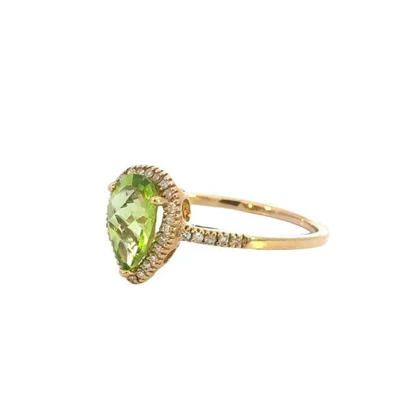 10ky Pear Shape Peridot Ring with Diamond Halo Image 2 Bryan Jewelry Prattville, AL