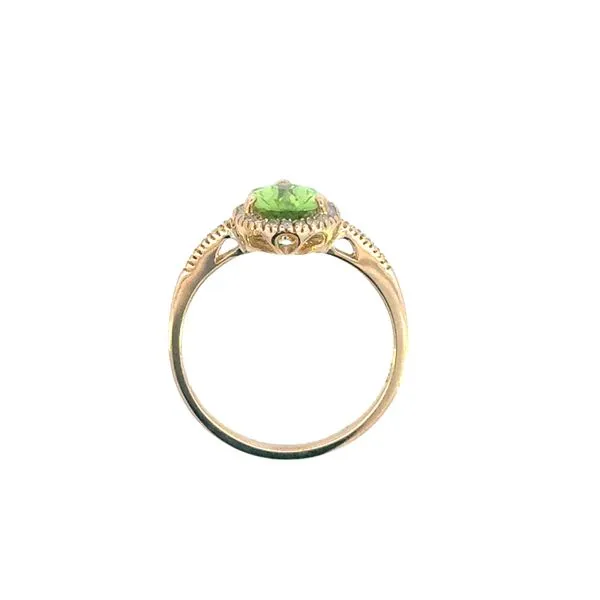 10ky Pear Shape Peridot Ring with Diamond Halo Image 5 Bryan Jewelry Prattville, AL