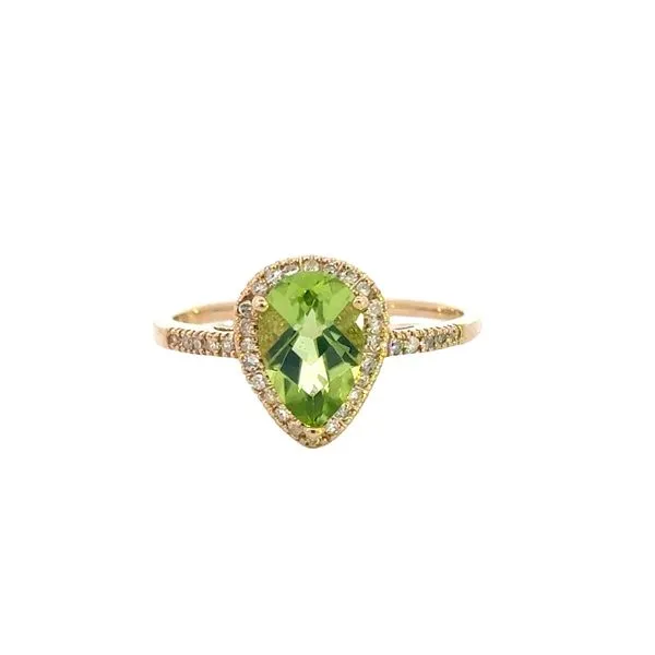 10ky Pear Shape Peridot Ring with Diamond Halo Bryan Jewelry Prattville, AL