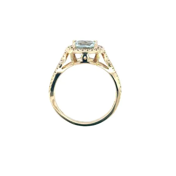 Cushion Shaped Aquamarine & Diamond Ring in 14ky Image 4 Bryan Jewelry Prattville, AL