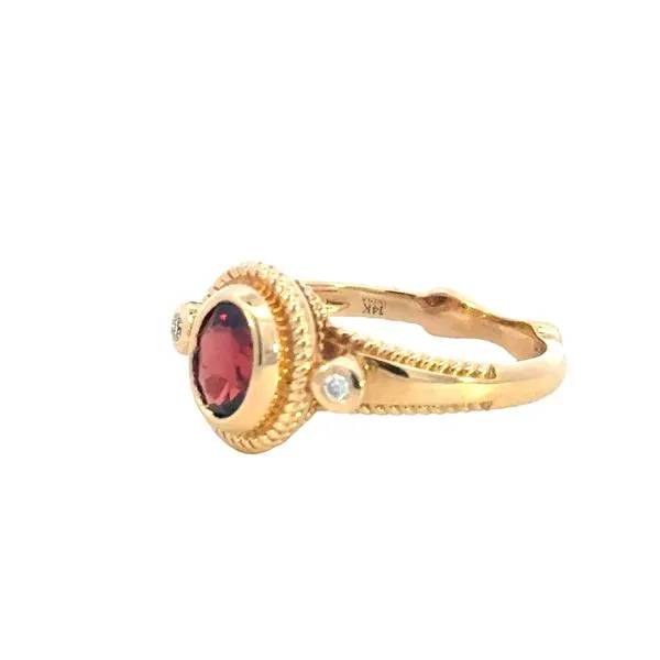 Bold and Beautiful Three Stone Garnet & Diamond Ring in 14ky Image 3 Bryan Jewelry Prattville, AL