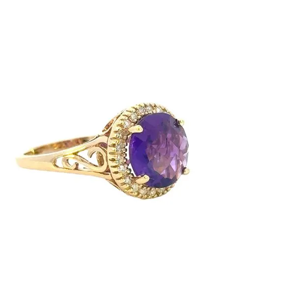 Amethyst & Diamond Halo Ring in 14k yellow gold Image 2 Bryan Jewelry Prattville, AL
