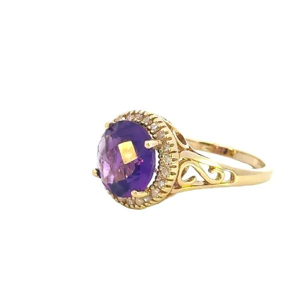 Amethyst & Diamond Halo Ring in 14k yellow gold Image 3 Bryan Jewelry Prattville, AL