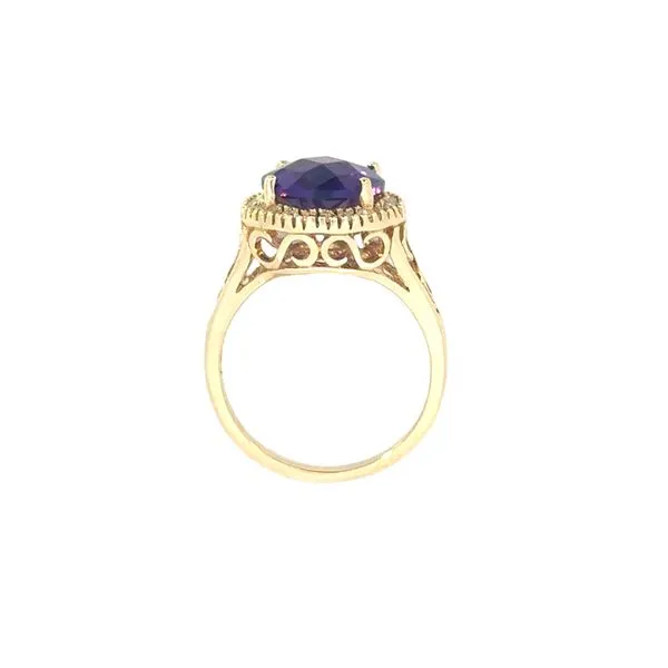 Amethyst & Diamond Halo Ring in 14k yellow gold Image 4 Bryan Jewelry Prattville, AL