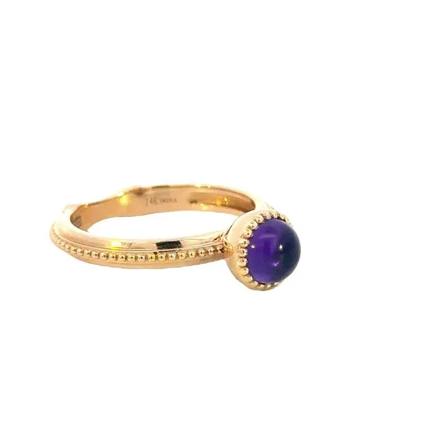 Cabochon Amethyst Ring  in Beaded Bezel 14y Image 2 Bryan Jewelry Prattville, AL