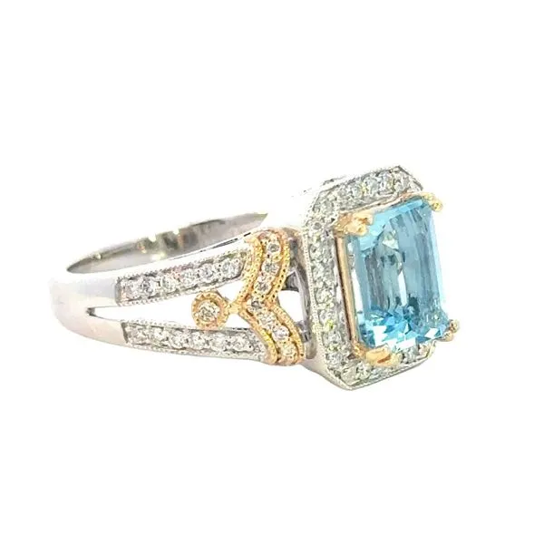 14ktt Aquamarine & Diamond Ring Image 2 Bryan Jewelry Prattville, AL