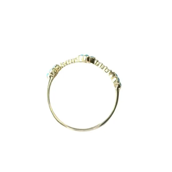 Clover Patterned Turquoise and Diamond Stacker Band in 14ky Image 2 Bryan Jewelry Prattville, AL