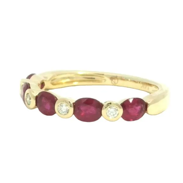 East to West Alternating Ruby and Diamond Ring in 14ky Image 2 Bryan Jewelry Prattville, AL