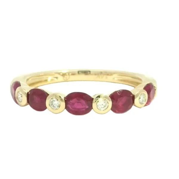 East to West Alternating Ruby and Diamond Ring in 14ky Bryan Jewelry Prattville, AL