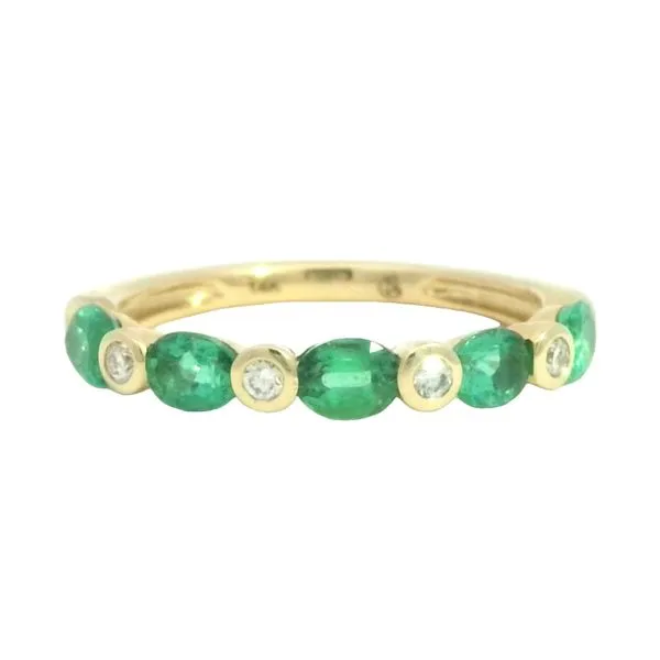 East to West Alternating Emerald and Diamond ring in 14ky Bryan Jewelry Prattville, AL