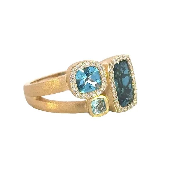 Satin Luxe, Brilliant Blues, Blue Topaz Ring in 14ky Image 3 Bryan Jewelry Prattville, AL