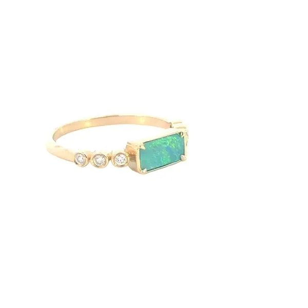 Vivid Color, Delicate Sparkle Opal and Diamond Ring in 14ky Image 2 Bryan Jewelry Prattville, AL