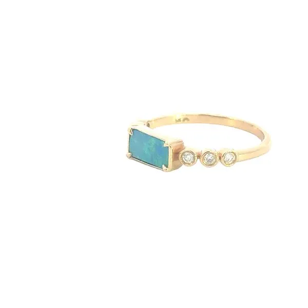 Vivid Color, Delicate Sparkle Opal and Diamond Ring in 14ky Image 3 Bryan Jewelry Prattville, AL
