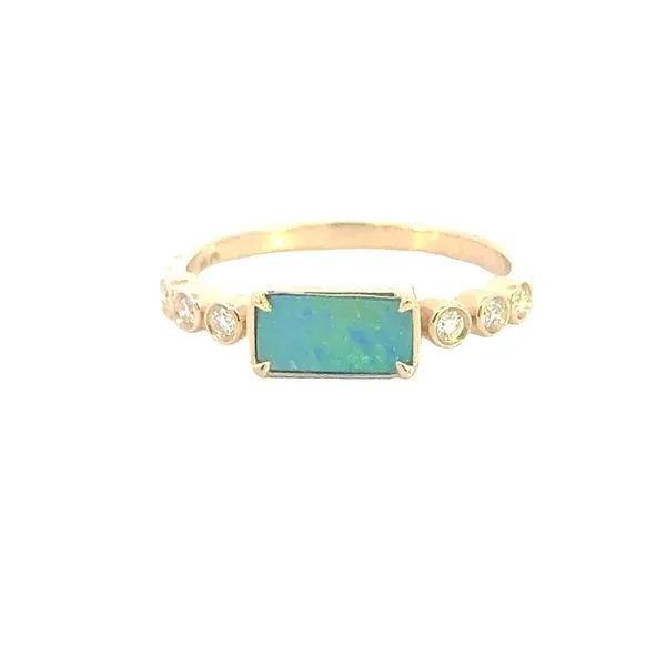 Vivid Color, Delicate Sparkle Opal and Diamond Ring in 14ky Bryan Jewelry Prattville, AL