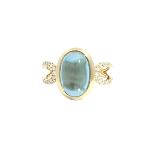 Sculptural Sophistication in Blue<br> London Blue Topaz and diamond ring in 14ky Bryan Jewelry Prattville, AL
