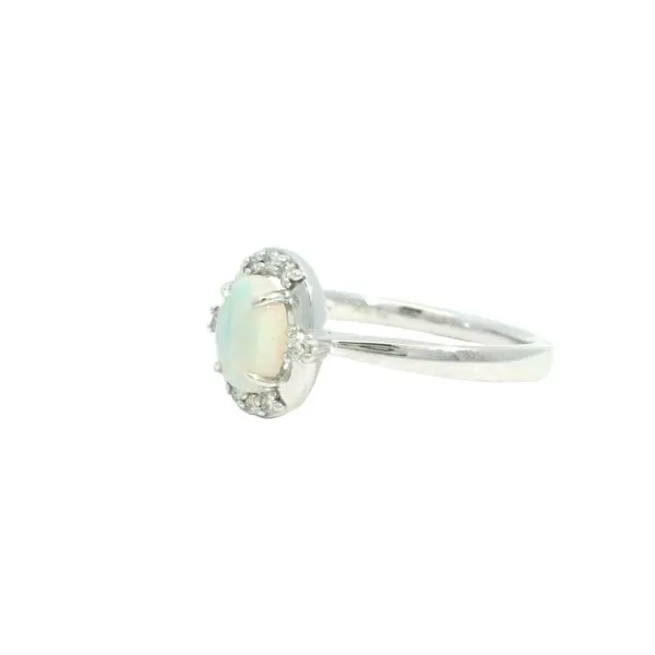 Ethereal Elegance in White Gold<br> Opal & Diamond Ring in 14kw gold Image 3 Bryan Jewelry Prattville, AL