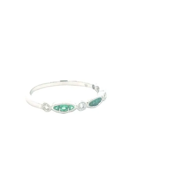 Emerald & Diamond Stacker Band-18kw Image 2 Bryan Jewelry Prattville, AL