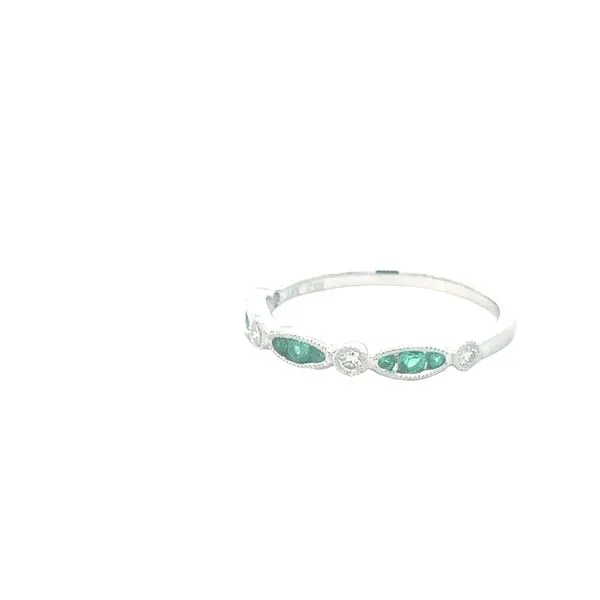 Emerald & Diamond Stacker Band-18kw Image 3 Bryan Jewelry Prattville, AL
