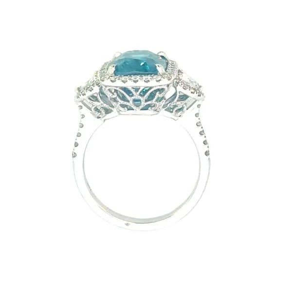 Elongated Cushion Cut Blue Zircon & Diamond Ring in 18kw Image 3 Bryan Jewelry Prattville, AL