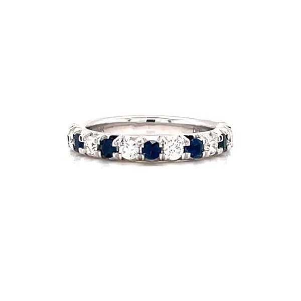 Sapphire & Diamond Wedding Band in 14kw Image 3 Bryan Jewelry Prattville, AL