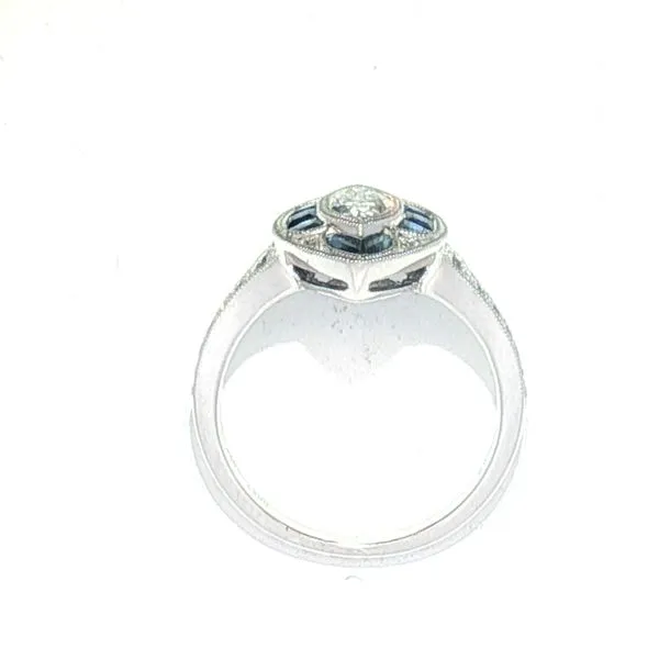18k White Gold Sapphire & Diamond Ring with Marquise Diamond Center Image 5 Bryan Jewelry Prattville, AL