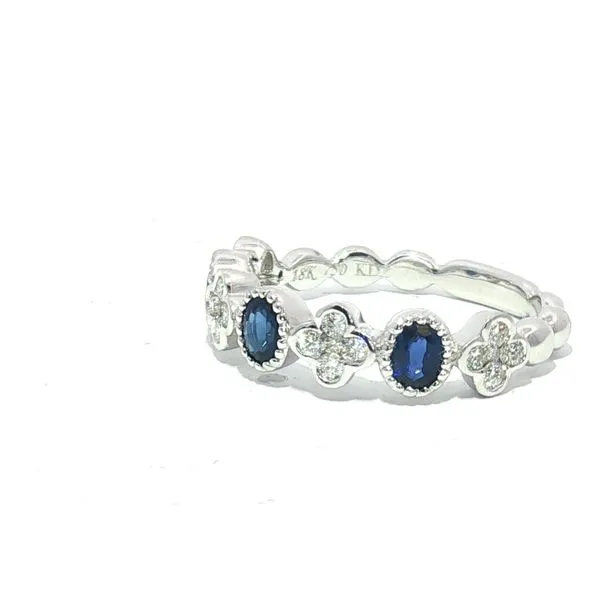 18k White Gold Natural Sapphire & Diamond Stackable Band Image 2 Bryan Jewelry Prattville, AL