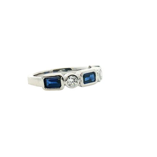 5 Stone Bezel set Sapphire & Diamond Band in 14kw Image 2 Bryan Jewelry Prattville, AL