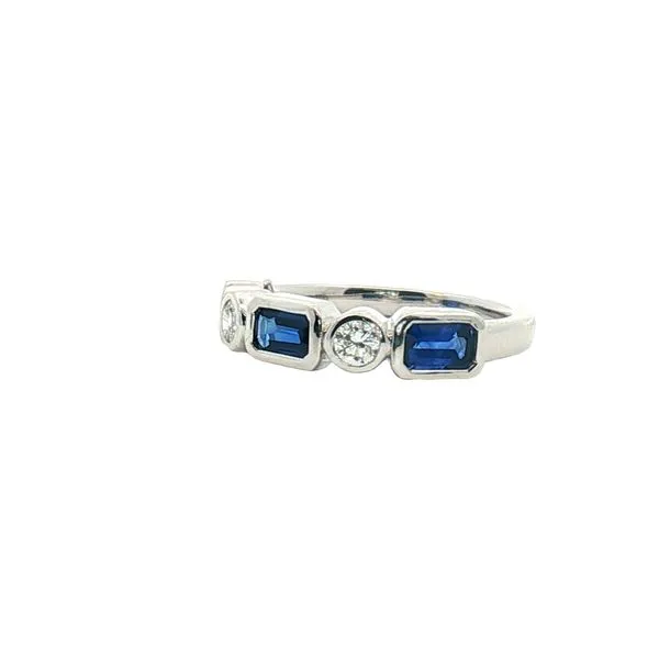 5 Stone Bezel set Sapphire & Diamond Band in 14kw Image 3 Bryan Jewelry Prattville, AL