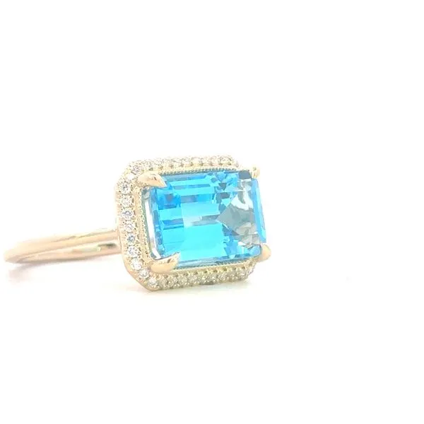 Gabriel Fashion Ring-Swiss Blue Topaz & Diamond Ring-14ky Image 3 Bryan Jewelry Prattville, AL
