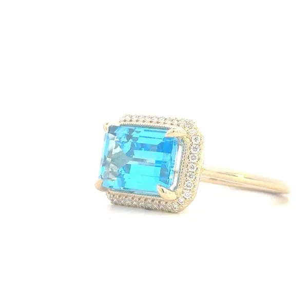 Gabriel Fashion Ring-Swiss Blue Topaz & Diamond Ring-14ky Image 4 Bryan Jewelry Prattville, AL