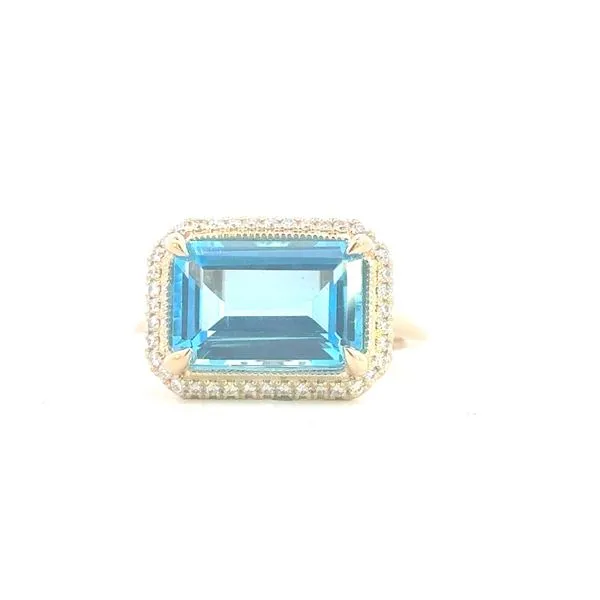 Gabriel Fashion Ring-Swiss Blue Topaz & Diamond Ring-14ky Bryan Jewelry Prattville, AL