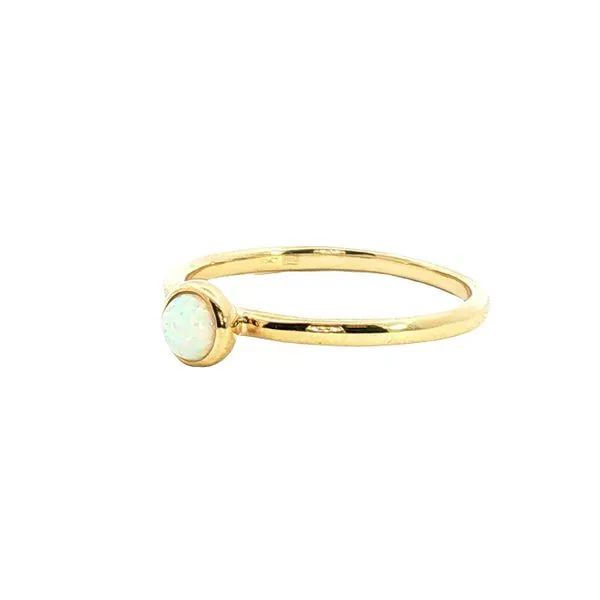 10ky Bezel Set Created Opal Stackable Solitaire Ring Image 3 Bryan Jewelry Prattville, AL