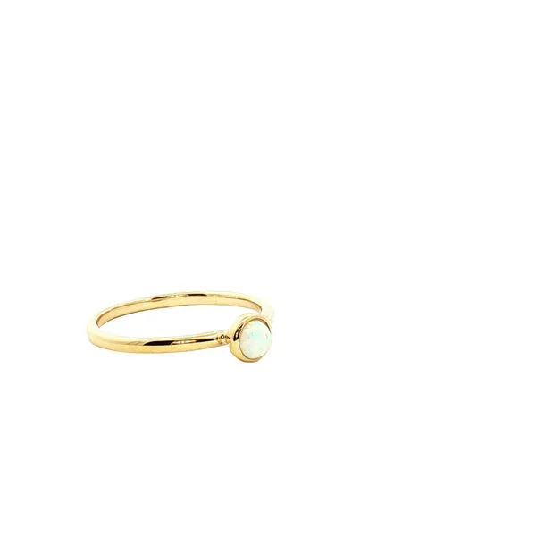 10ky Bezel Set Created Opal Stackable Solitaire Ring Image 2 Bryan Jewelry Prattville, AL