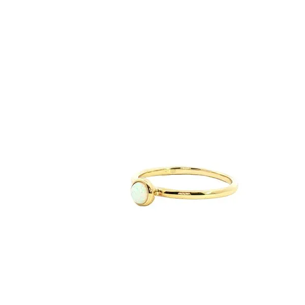 10ky Bezel Set Created Opal Stackable Solitaire Ring Image 3 Bryan Jewelry Prattville, AL