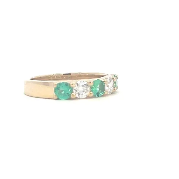 14k Yellow Gold Five-Stone Emerald & Diamond Band Image 2 Bryan Jewelry Prattville, AL