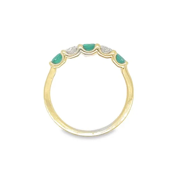 14k Yellow Gold Five-Stone Emerald & Diamond Band Image 4 Bryan Jewelry Prattville, AL