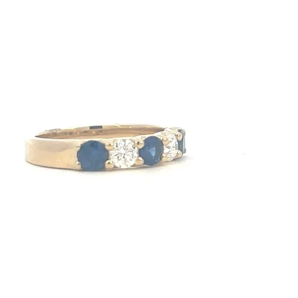 14k Yellow Gold Five-Stone Sapphire & Diamond Band Image 2 Bryan Jewelry Prattville, AL