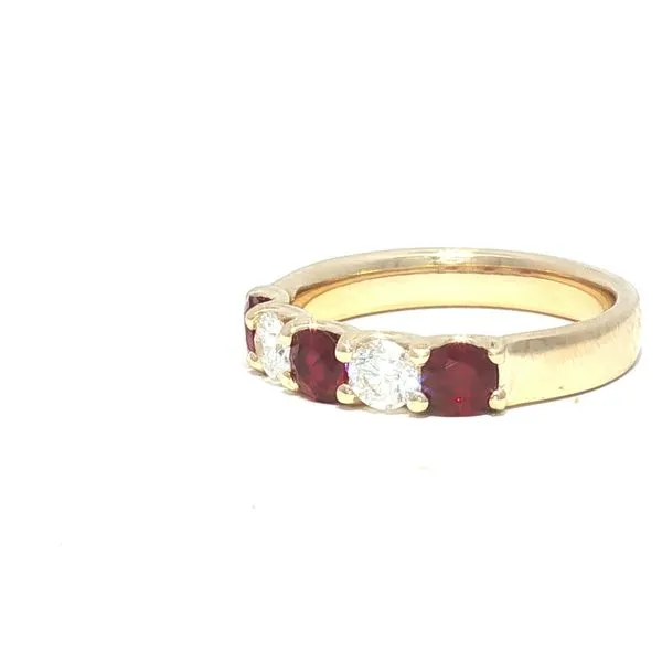 14k Yellow Five-Stone Ruby & Diamond Band Image 2 Bryan Jewelry Prattville, AL