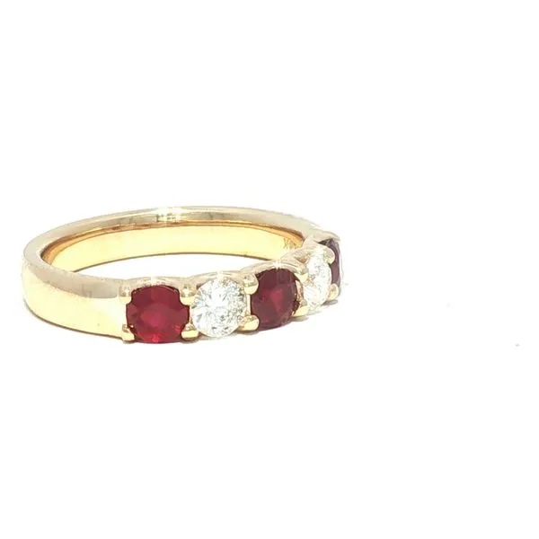 14k Yellow Five-Stone Ruby & Diamond Band Image 3 Bryan Jewelry Prattville, AL