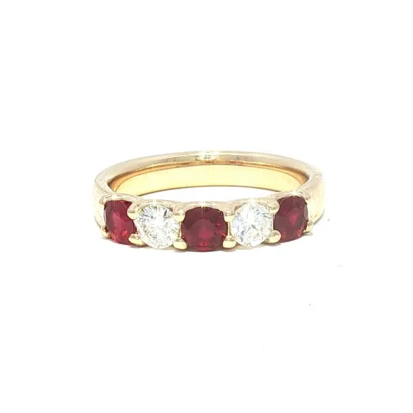 14k Yellow Five-Stone Ruby & Diamond Band Bryan Jewelry Prattville, AL