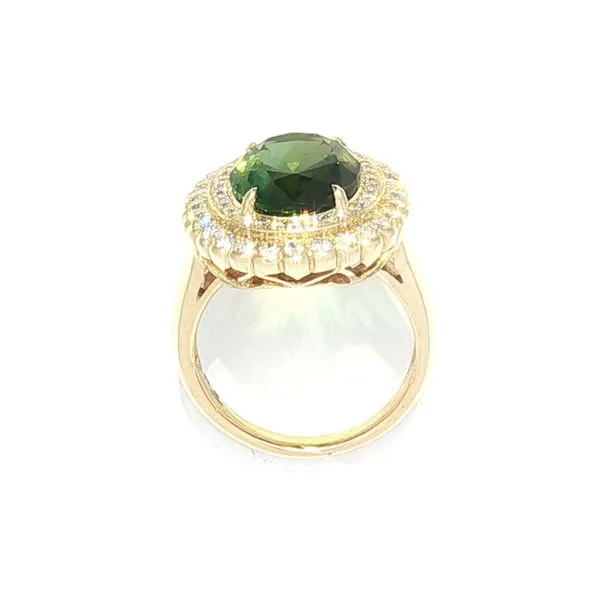 Peridot & Diamond Double Halo Ring in 14k Yellow Gold – 7.36tgw Image 5 Bryan Jewelry Prattville, AL