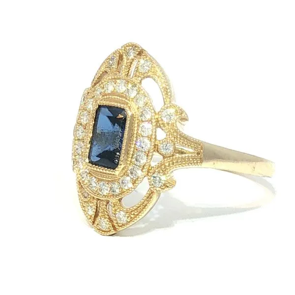One-of-a-Kind Vintage Style Sapphire & Diamond Ring in 14k Yellow Gold Image 2 Bryan Jewelry Prattville, AL