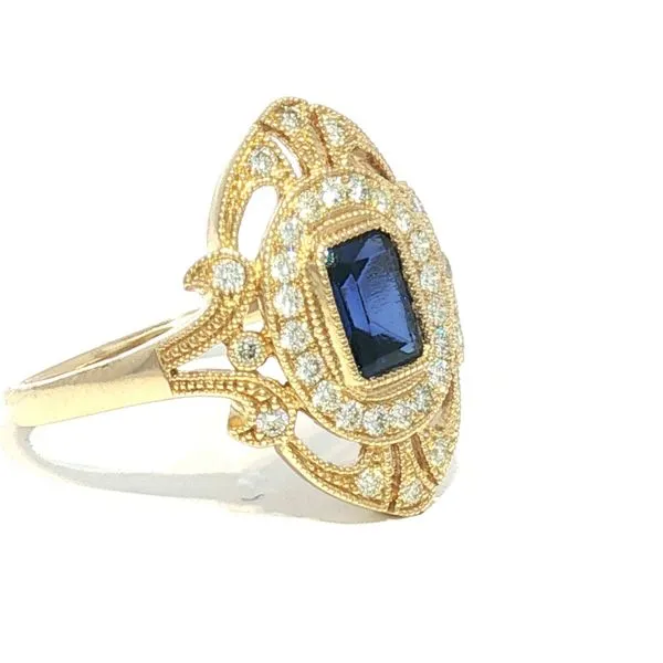 One-of-a-Kind Vintage Style Sapphire & Diamond Ring in 14k Yellow Gold Image 3 Bryan Jewelry Prattville, AL